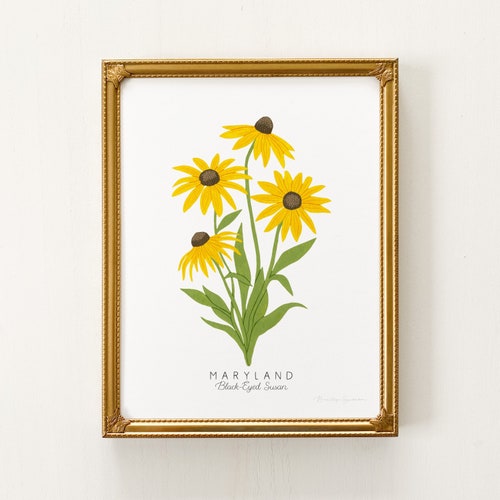 fleur d'état du Maryland | PERSONNALISABLE | Imprimé Susan aux yeux noirs, Maryland State Flower, imprimé Susan aux yeux noirs du Maryland