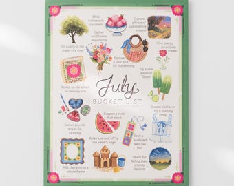 de voeux de juillet | Carte d'anniversaire A2 Bucket List