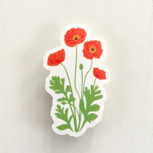August Birth Flower Sticker, August Birth Month Flower, Poppy Sticker, Poppies Sticker, Poppy Flower Sticker, Icelandic Poppy Sticker