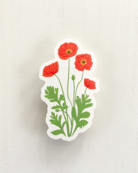 August Birth Flower Sticker, August Birth Month Flower, Poppy Sticker, Poppies Sticker, Poppy Flower Sticker, Icelandic Poppy Sticker