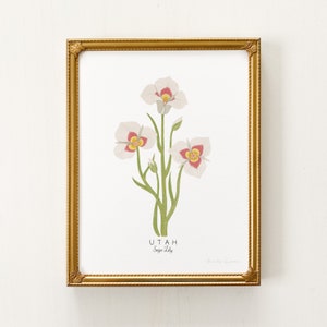 Utah State Flower Print | CUSTOMIZABLE | Utah State Flower Art, Utah State Flower, Sego Lily Art Print, Sego Lily Painting, Utah State