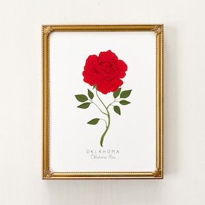 Oklahoma State Flower Print | CUSTOMIZABLE | Rose Art Print, Rose Artwork, Rose Art, Red Rose Art, Oklahoma State