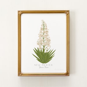 New Mexico State Flower Print | CUSTOMIZABLE | Yucca Flower Print, New Mexico State Flower, Yucca Flower Art Print