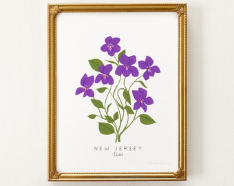 New Jersey State Flower Print | CUSTOMIZABLE | Violet Print, New Jersey State Flower, Violet Art Print, New Jersey Violet Print