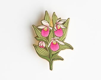Showy Lady's Slippers Hard Enamel Pin – State Flower of Minnesota