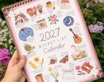 2027 Bucket List Calendar | 9x12 inch Calendar | Hand Drawn by Brooklyn Swenson