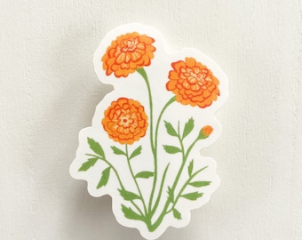 October Birth Flower Sticker, October Birth Month Flower, Marigold Flower Sticker, Marigold Sticker, October Flower Sticker