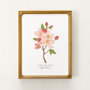 Arkansas State Flower Print | CUSTOMIZABLE | Apple Blossom Flower, Blossom Art Print, Apple Blossom Art, Pink Blossoms Art, Arkansas State