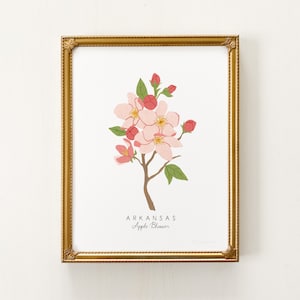 Arkansas State Flower Print | CUSTOMIZABLE | Apple Blossom Flower, Blossom Art Print, Apple Blossom Art, Pink Blossoms Art, Arkansas State