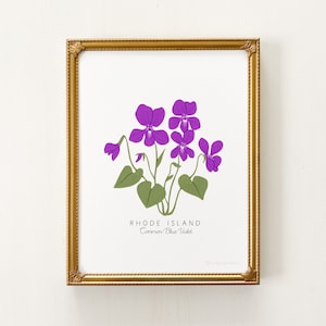 Stampa floreale dello stato del Rhode Island / PERSONALIZZABILE / Stampa Blue Violet, fiore dello stato del Rhode Island, stampa artistica Violet, Rhode Island Blue Violet