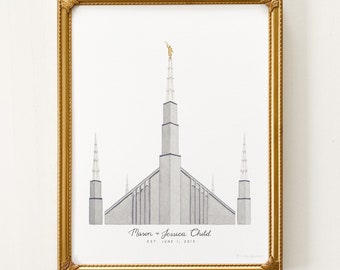 Chicago Temple Watercolor Print, Chicago Temple, Watercolor Temple, Chicago Temple Print, Chicago Temple Art,