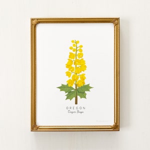 Oregon State Flower Print | CUSTOMIZABLE | Oregon State Flower Art, Oregon Grape Art Print, Oregon Grape, Oregon State Flower, Oregon State