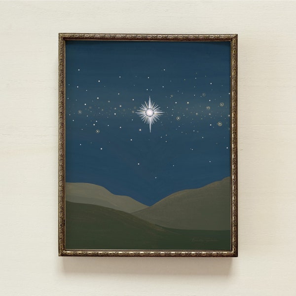 A New Star | Star of Bethlehem Art Print, Colorful Christmas Decor, Colorful Holiday Decor, Christmas Art Print, Modern Christmas Decor