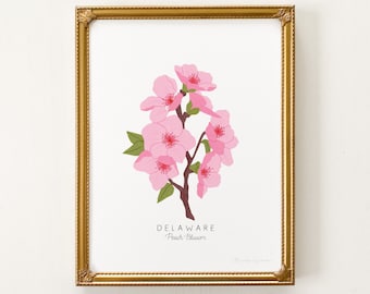 Delaware State Flower Print | CUSTOMIZABLE | Peach Blossom Print, Delaware State Flower, Peach Blossom Art Print, Delaware Blossom Print