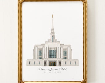 Ogden tempel aquarel, Ogden tempel print, Ogden Utah tempel, Ogden tempel kunst, Ogden tempel schilderij, Ogden tempel Art Print