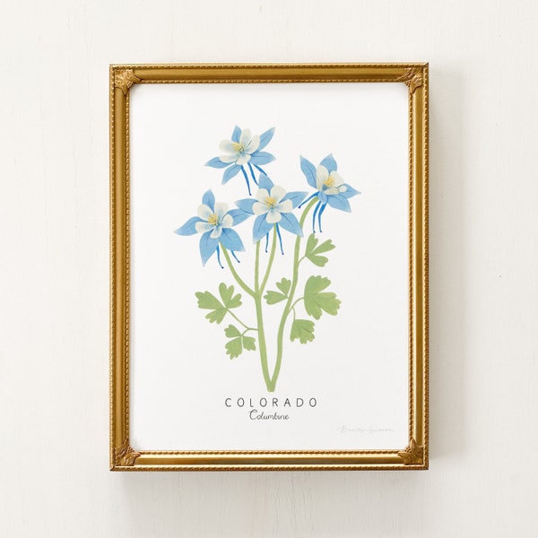 Colorado State Blumendruck | INDIVIDUALISIERBAR | Akelei Blume, Akelei Kunstdruck, Akelei Pflanze, Blaue Akelei, Bundesstaat Colorado