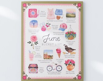 June Greeting Card | A2 Bucket List Birthday Card