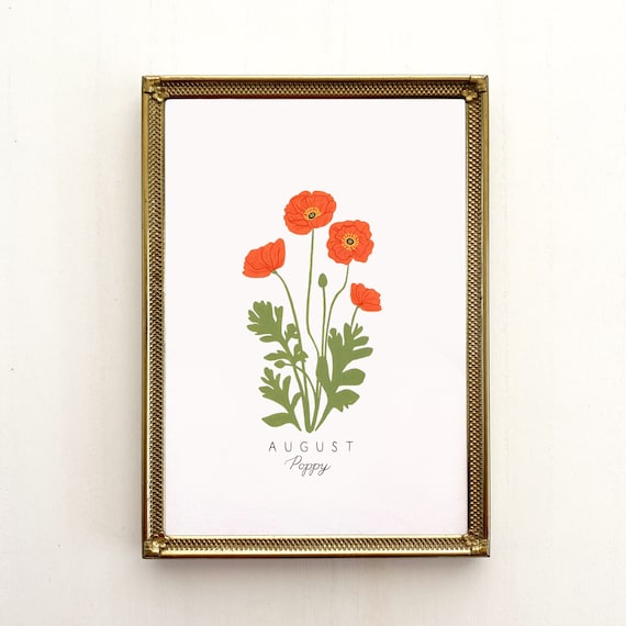 August Birth Flower Print, August Birth Month Flower, Poppy Flower, Poppies Print, Poppies Flower Art Print, Poppies Art, Icelandic Poppy
