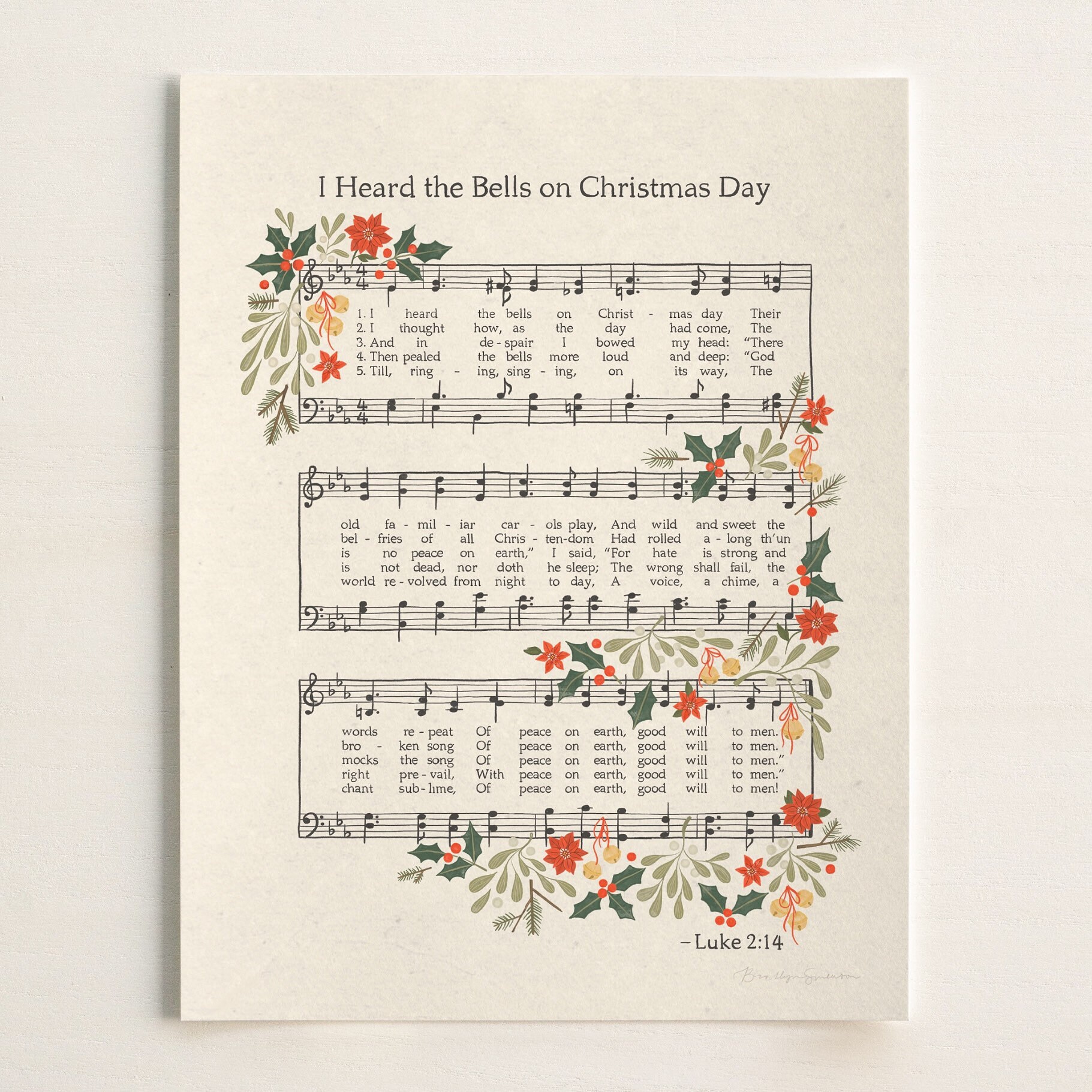 I Heard the Bells Art Print | Christmas Music, Colorful Christmas Decor ...