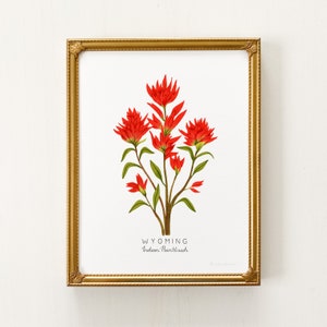 Wyoming State Flower Print | Wyoming State Flower Art, Wyoming State Flower, Indian Paintbrush Art Print, Indian Paintbrush, Wyoming State