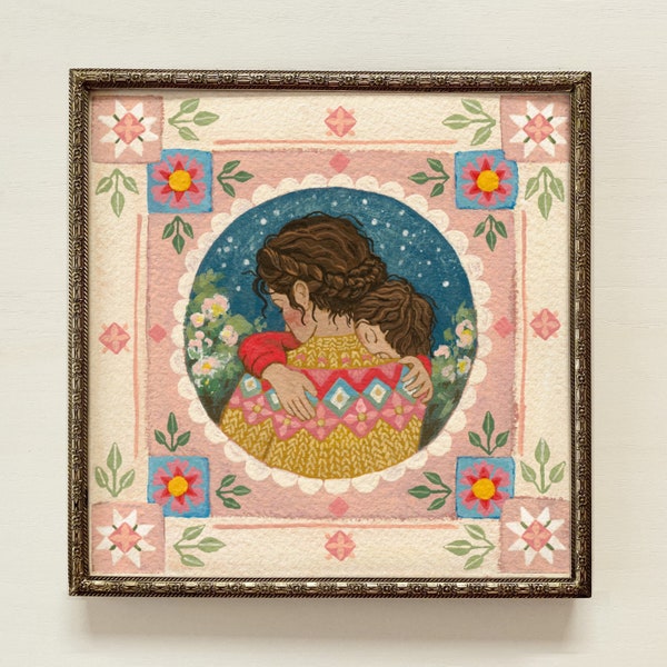 Sacred Starlight Art Print – Motherhood Wall Art, Nursery Decor, Hand Drawn (No AI)