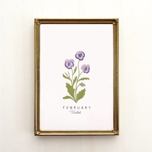 February Birth Flower Print, Violet Birth Month Flower, Violet Flower, Violet Print, Violet Flower Art Print, Violet Pansy Art