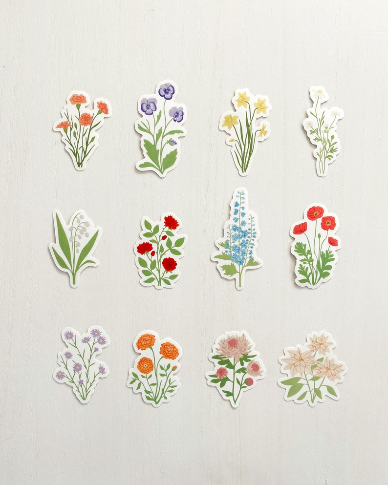 August Birth Flower Sticker August Birth Month Flower Poppy - Etsy