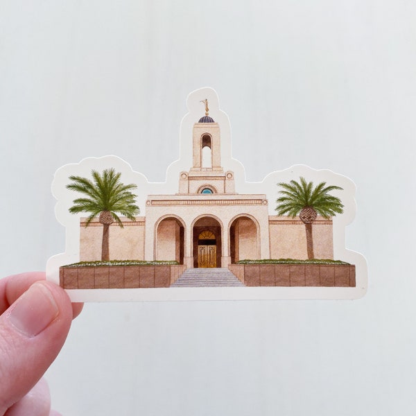 Newport Beach Temple Sticker, Newport Beach Temple Watercolor,  Newport Beach Watercolor Temple, Newport Beach Temple Art, Newport Beach