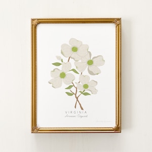 Virginia State Flower Print | CUSTOMIZABLE | Flowering Dogwood Print, Virginia State Flower, Dogwood Art Print, Virginia Dogwood Print