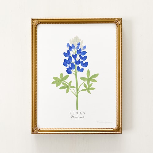 fleur de l'état du Texas | PERSONNALISABLE | Art floral de l'état du Texas, impression d'art fleur Bluebonnet, peinture Bluebonnet, fleur de l'état du Texas