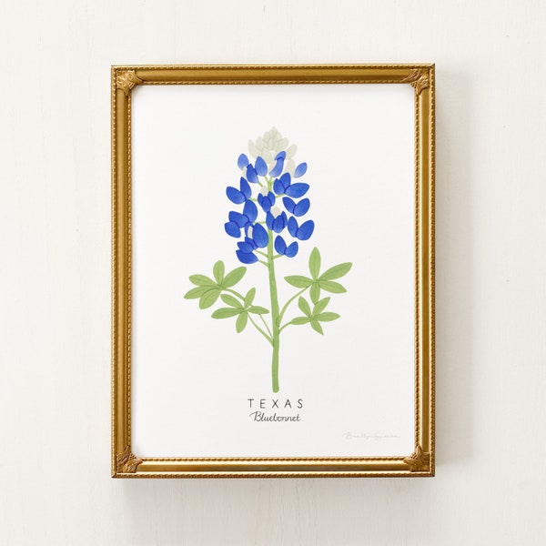 Texas State Flower Print | CUSTOMIZABLE | Texas State Flower Art, Bluebonnet Flower Art Print, Bluebonnet Painting, Texas State Flower