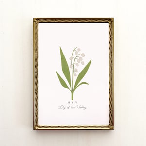 May Birth Flower Print, May Birth Month Flower, Lily Flower Print, Lily of the Valley Print, Lily of the Valley Flower Art