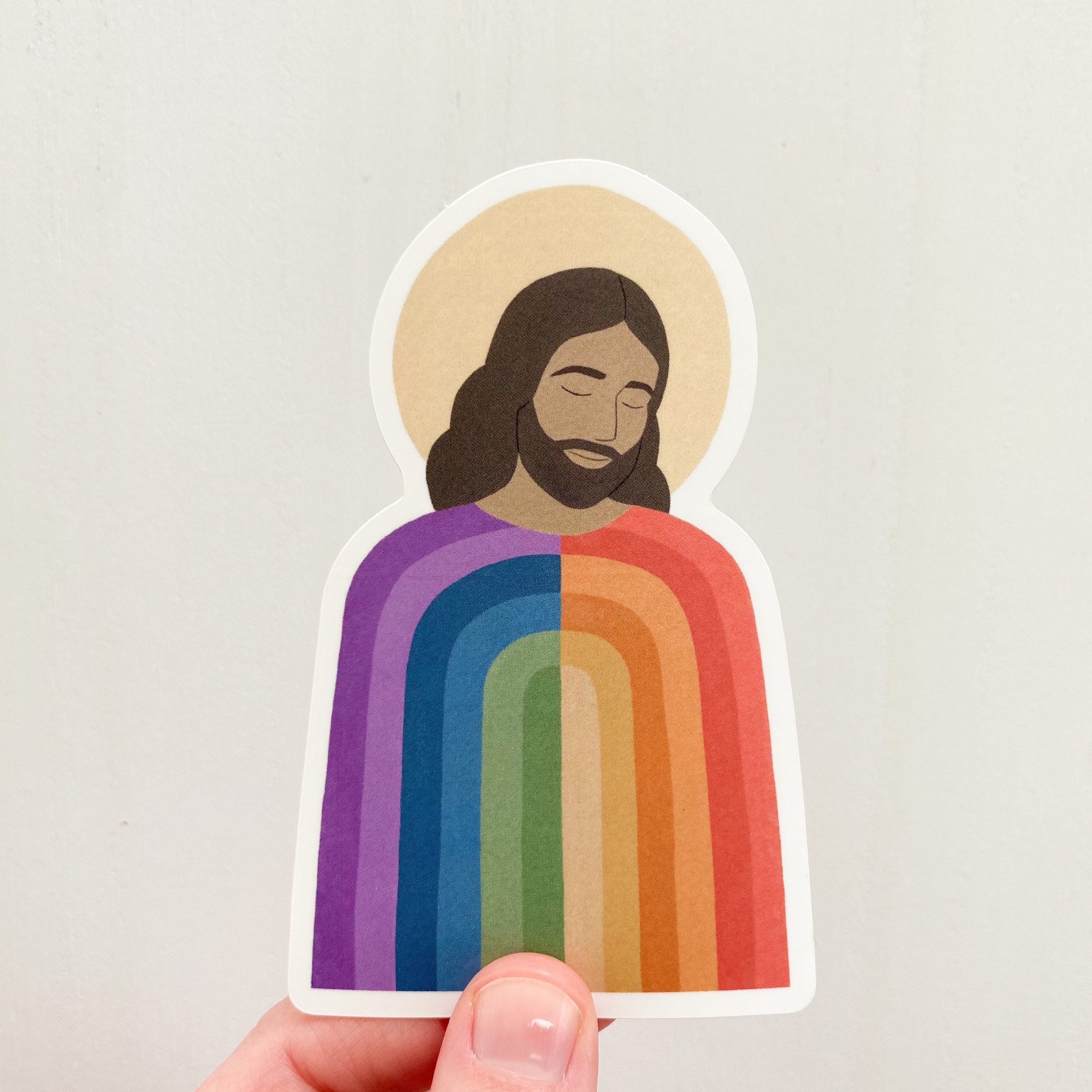 Rainbow Jesus Sticker, Waterproof Christ Decal (2.5” X 4”) - Etsy