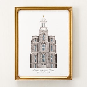 Logan Temple Watercolor Print, Logan Temple, Logan Temple Art Print, Logan Temple Print, Logan Temple Art, Logan Temple Painting,