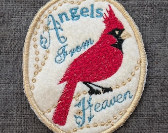 Embroidered Cardinal Patch: Angels From Heaven Memorial (Iron-On or Sew-On) angel cardinals memorial gift