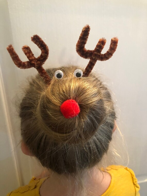 Rudolph The Red Nose Reindeer Hair Bun Kit Stylish Unique Etsy