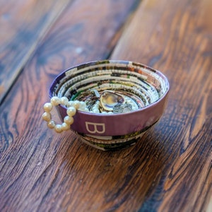Jewelry Holder Dish, Trinket Dish, Recycled Magazine Bowl