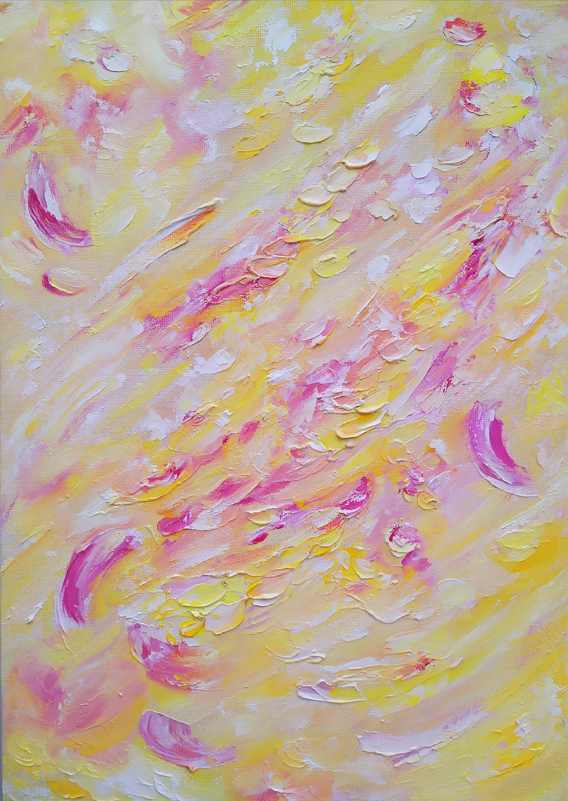Abstract Painting Pink and Yellow Original Painting Canvas on Etsy
