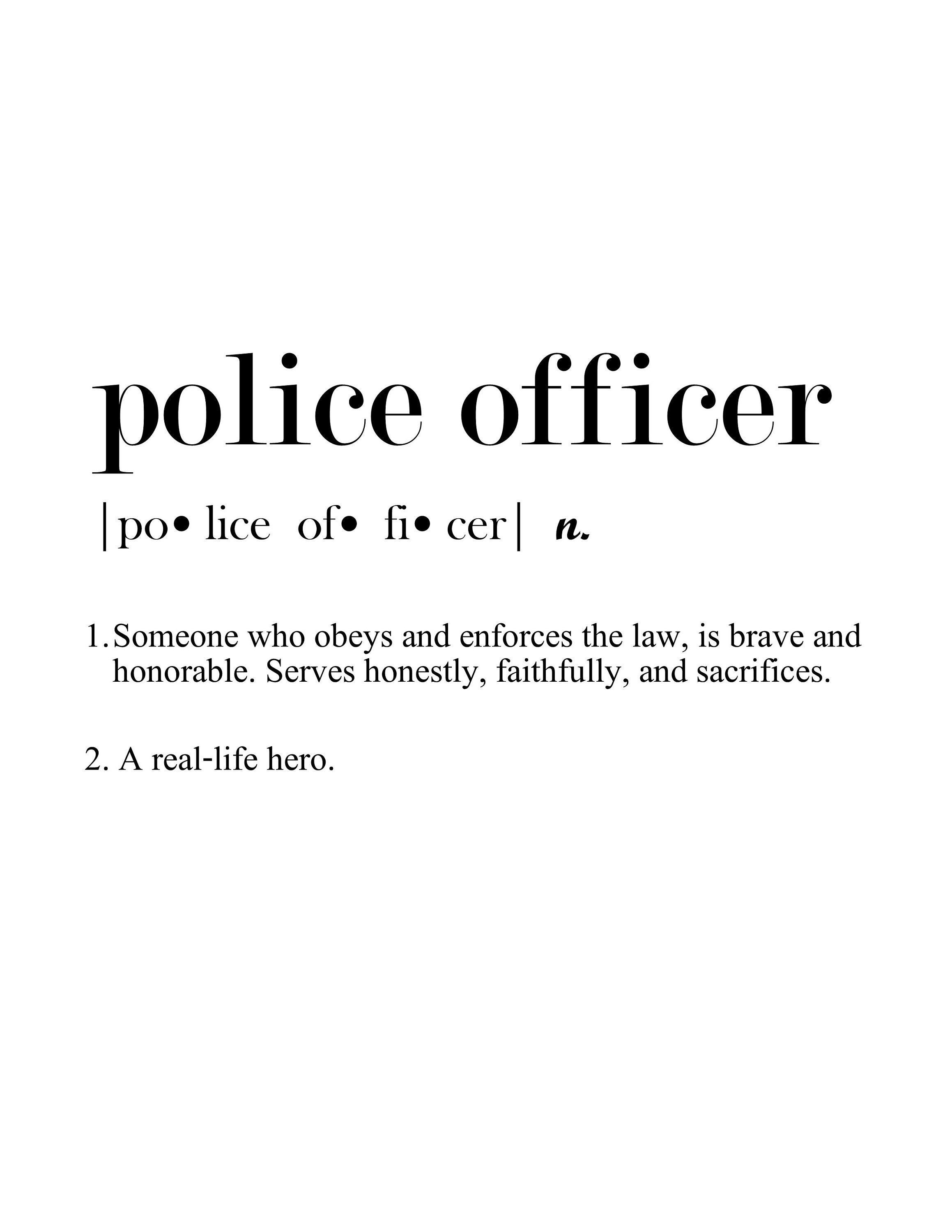 Police Officer Definition Print State Trooper Definition Etsy UK