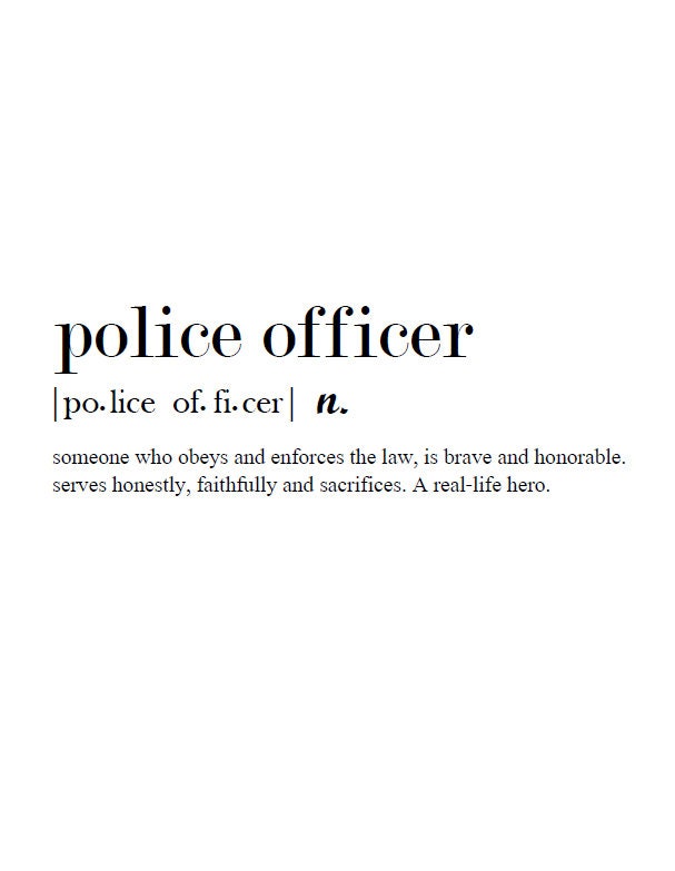 Police Officer Definition Print State Trooper Definition Etsy