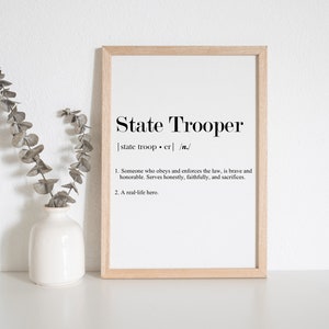 State Trooper Definition Print| Police Officer Definition Print| INSTANT Digital Download| Wall Art |Police Officer Gift | Police Graduation