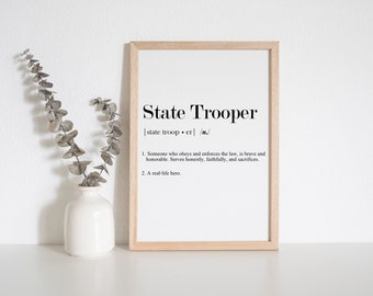 State Trooper Definition Print| Police Officer Definition Print| INSTANT Digital Download| Wall Art |Police Officer Gift | Police Graduation