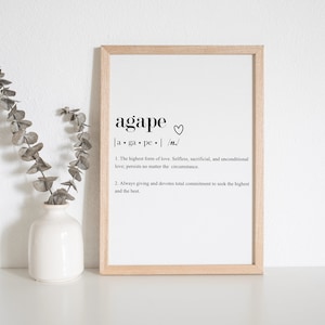Agape Love Definition Print| Love Definition Print| INSTANT Digital Download| Wall Art | Anniversary Gift | Gift for Spouse