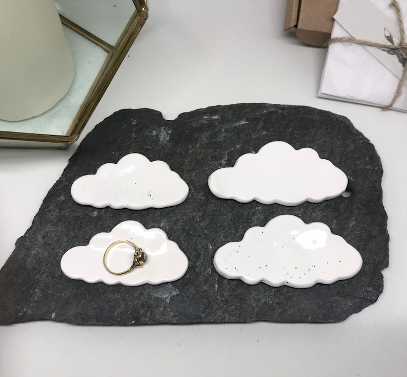 Handmade tiny ceramic cloud ring dishes