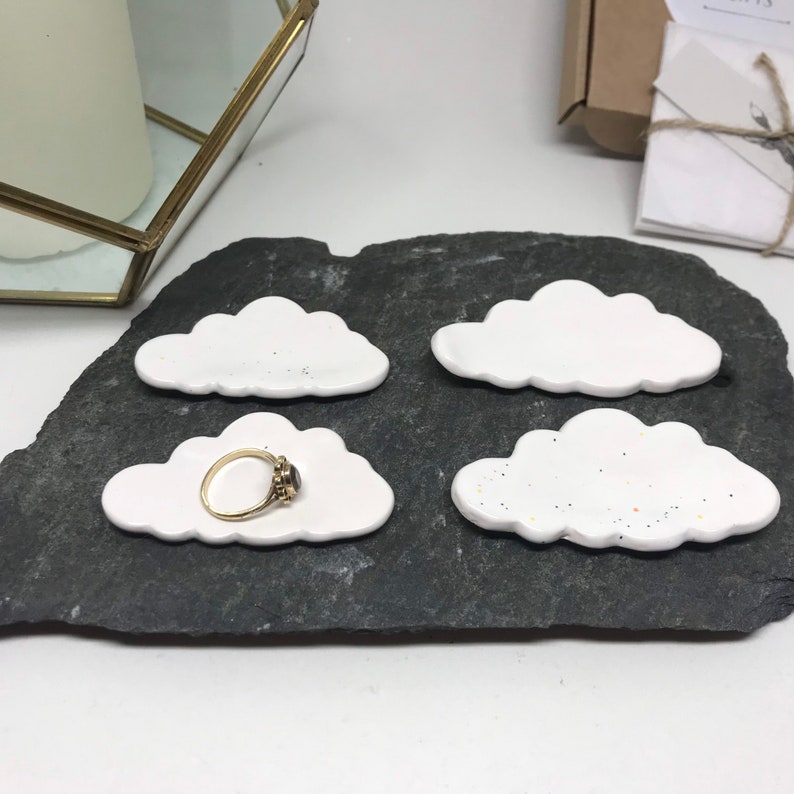 Handmade tiny ceramic cloud ring dishes