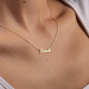 Collar con nombre personalizado en plata de ley, regalo de joyería con escritura personalizada para ella, collar minimalista para uso diario.