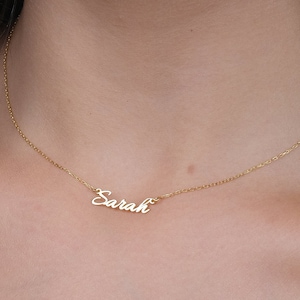 Tiny Gold Name Necklace, Personalized Gold Name Jewelry, Minimalist, Custom Sterling Silver,  Birthday Gifts, Christmas Gifts