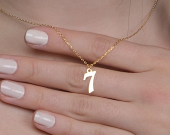 Personalized 14K Solid Gold Sport Number Necklace, Symbolic Jersey Numeral Charm, Angel Number Pendant, Unisex Gift for Athletes Birthday