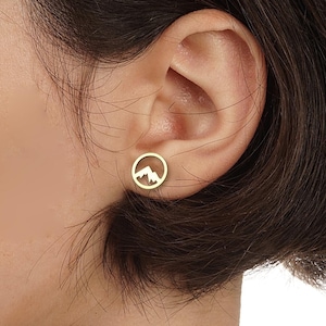 Tiny Mountain earrings, stud earrings, gold or silver earrings, Sterling Silver, the mountains are calling, mountain jewelry