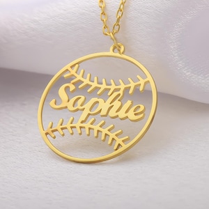 Joyería con nombre deportivo, collar de sóftbol, collar de béisbol, joyería de sóftbol, regalo de equipo de sóftbol, regalo de entrenador de sóftbol, colgante con símbolo